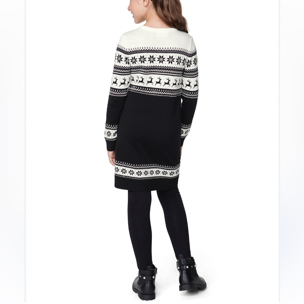 Place Black and White Reindeer Knit Dress